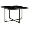 Image de vidaXL Table de jardin Noir 109x107x74 cm Résine tressée et verre