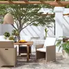 Image de vidaXL Chaises de jardin avec coussins lot de 4 Résine tressée Beige