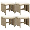 Image de VidaXL Lot de 4 tabourets de jardin avec coussins en rotin synthétique Beige