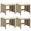 Image de vidaXL Tabourets de jardin lot de 4 avec coussins Résine tressée Beige