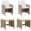 Image de vidaXL Lot de 2 chaises de jardin avec tabouret en poly rotin Beige