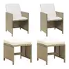 Image de vidaXL Chaises de jardin avec tabourets lot de 2 Résine tressée Beige