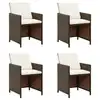 Image de vidaXL Chaises à manger de jardin avec coussins lot de 4 marron rotin