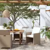 Image de vidaXL Chaises à manger de jardin et coussins lot de 4 beige rotin