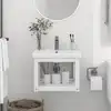 Image de vidaXL Cadre de lavabo de salle de bain mural Blanc 40x38x31 cm Fer