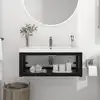 Image de vidaXL Cadre de lavabo de salle de bain mural Noir 79x38x31 cm Fer