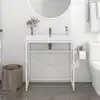 Image de vidaXL Cadre de lavabo de salle de bain Blanc 79x38x83 cm Fer