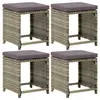 Image de vidaXL Tabourets de jardin lot de 4 avec coussins Résine tressée Gris