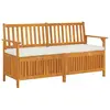 Image de vidaXL Banc de rangement avec coussin 148 cm Bois d'acacia solide