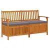 Image de vidaXL Banc de rangement avec coussin 148 cm Bois d'acacia solide
