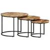 Image de vidaXL Tables gigognes 3 pcs Bois de manguier brut