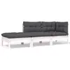 Image de vidaXL Salon de jardin 3 pcs avec coussins Blanc Bois de pin solide
