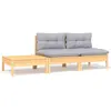 Image de vidaXL Salon de jardin 3 pcs avec coussins gris Bois de pin massif
