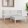 Image de vidaXL Salon de jardin 3 pcs blanc bois de pin massif