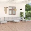 Image de vidaXL Salon de jardin 7 pcs Blanc Bois de pin massif