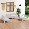 Image de vidaXL Salon de jardin 6 pcs Blanc Bois de pin massif