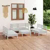Image de vidaXL Salon de jardin 7 pcs Blanc Bois de pin massif