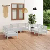 Image de vidaXL Salon de jardin 6 pcs Blanc Bois de pin massif