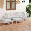 Image de vidaXL Salon de jardin 6 pcs Bois de pin massif Blanc