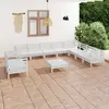 Image de vidaXL Salon de jardin 11 pcs Bois de pin massif Blanc