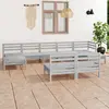 Image de vidaXL Salon de jardin 9 pcs Blanc Bois de pin massif