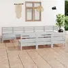 Image de vidaXL Salon de jardin 11 pcs Blanc Bois de pin massif