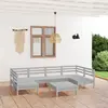 Image de vidaXL Salon de jardin 7 pcs Blanc Bois de pin massif