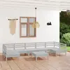 Image de vidaXL Salon de jardin 8 pcs Blanc Bois de pin massif
