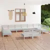 Image de vidaXL Salon de jardin 12 pcs Blanc Bois de pin massif