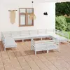 Image de vidaXL Salon de jardin 12 pcs Blanc Bois de pin massif