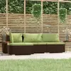 Image de vidaXL Salon de jardin 4 pcs avec coussins Marron Résine tressée