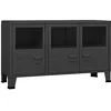Image de vidaXL Buffet industriel Noir 105x35x62 cm Métal et verre