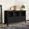 Image de vidaXL Buffet industriel Noir 105x35x62 cm Métal et verre