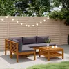 Image de vidaXL Salon de jardin 5 pcs avec coussin Bois d'acacia solide