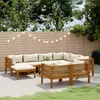 Image de vidaXL Salon de jardin 10 pcs avec coussin crème Bois d'acacia solide