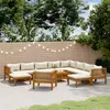 Image de vidaXL Salon de jardin 12 pcs avec coussin crème Bois d'acacia solide