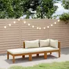 Image de vidaXL Salon de jardin 3 pcs avec coussin crème Bois d'acacia solide