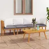 Image de vidaXL Salon de jardin 4 pcs avec coussins Bois d'acacia solide