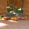 Image de vidaXL Salon de jardin 4 pcs avec coussins gris foncé Bois d'acacia