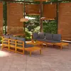 Image de vidaXL Salon de jardin 5 pcs avec coussins gris foncé Bois d'acacia