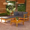 Image de vidaXL Salon de jardin 3 pcs avec coussins gris foncé Bois d'acacia