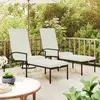 Image de vidaXL Chaises longues avec repose-pied 2 pcs Résine tressée Marron