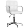 Image de vidaXL Chaise pivotante de salle à manger Blanc Similicuir