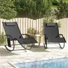Image de vidaXL Chaises longues à bascule 2 pcs Noir Acier et textilène
