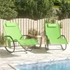 Image de vidaXL Chaises longues à bascule lot de 2 vert acier et textilène