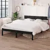 Image de vidaXL Cadre de lit sans matelas noir bois de pin massif