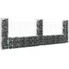 Image de vidaXL Panier de gabion en forme de U avec 3 poteaux Fer 260x20x100 cm