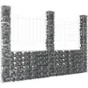 Image de vidaXL Panier de gabion en forme de U avec 3 poteaux Fer 260x20x200 cm