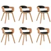 Image de vidaXL Chaises à manger lot de 6 noir bois courbé et similicuir