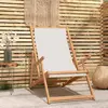 Image de vidaXL Chaise de plage pliable Bois de teck solide Crème